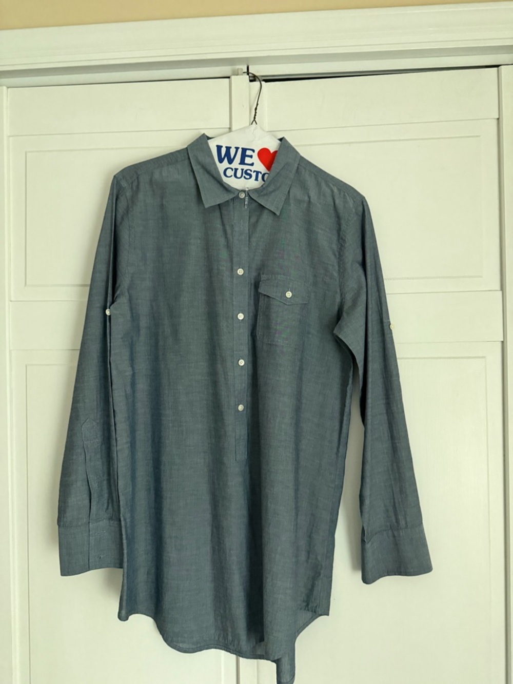 J. Crew Long-Sleeve Tunic Shirt in Slate Blue